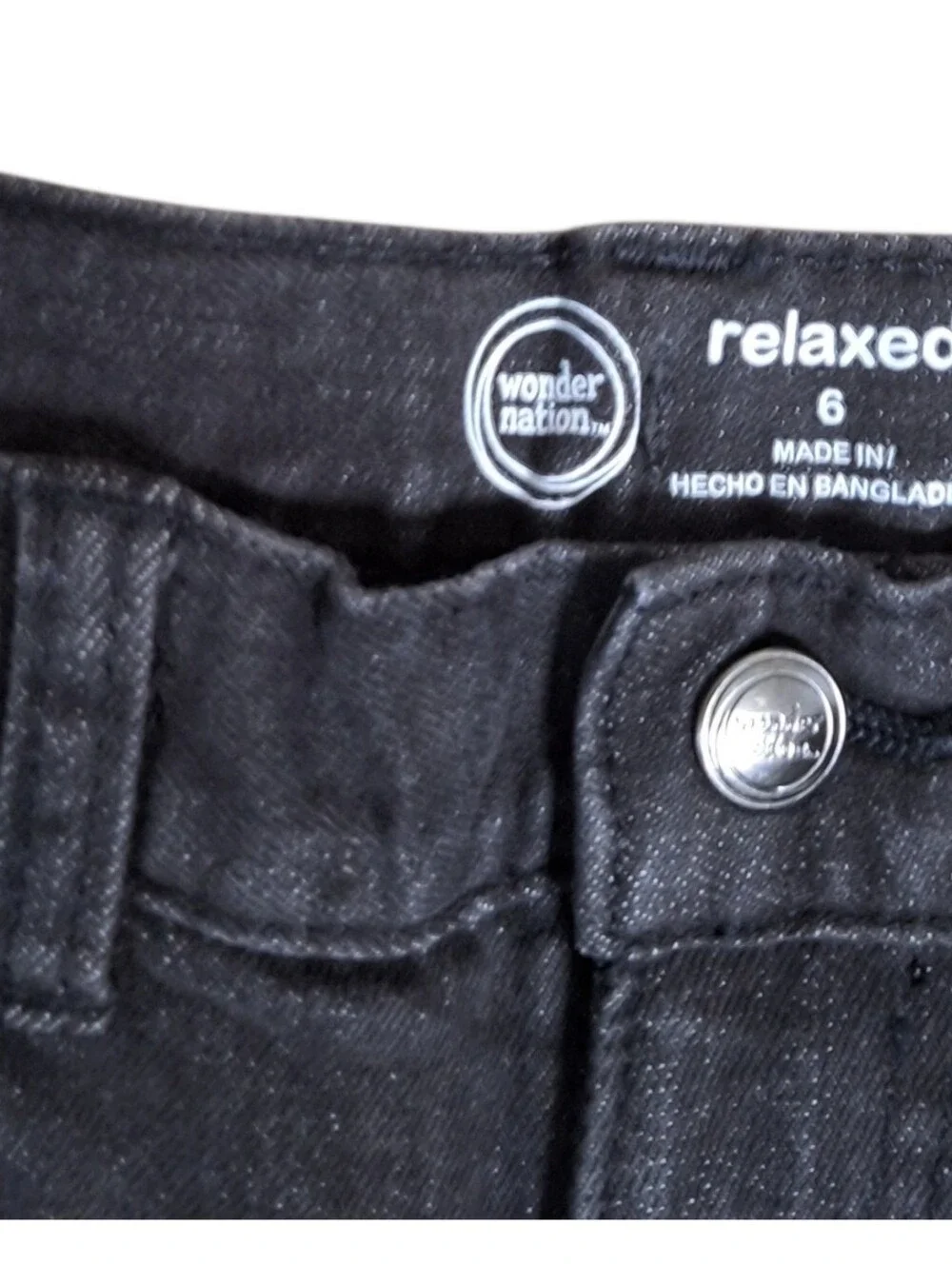 NWT Wonder Nation Boys 3-Pack Relaxed Fit Black/Grey Denim Jeans (Size 6)